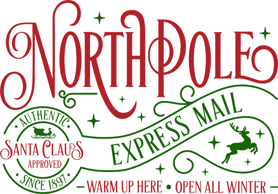 Seasons   christmas north pole express mail red and green