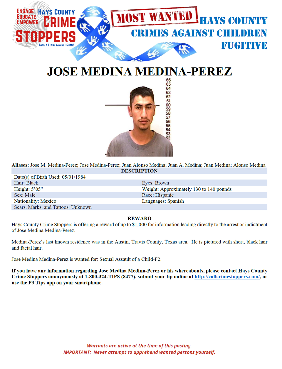 Medina perez most wanted poster