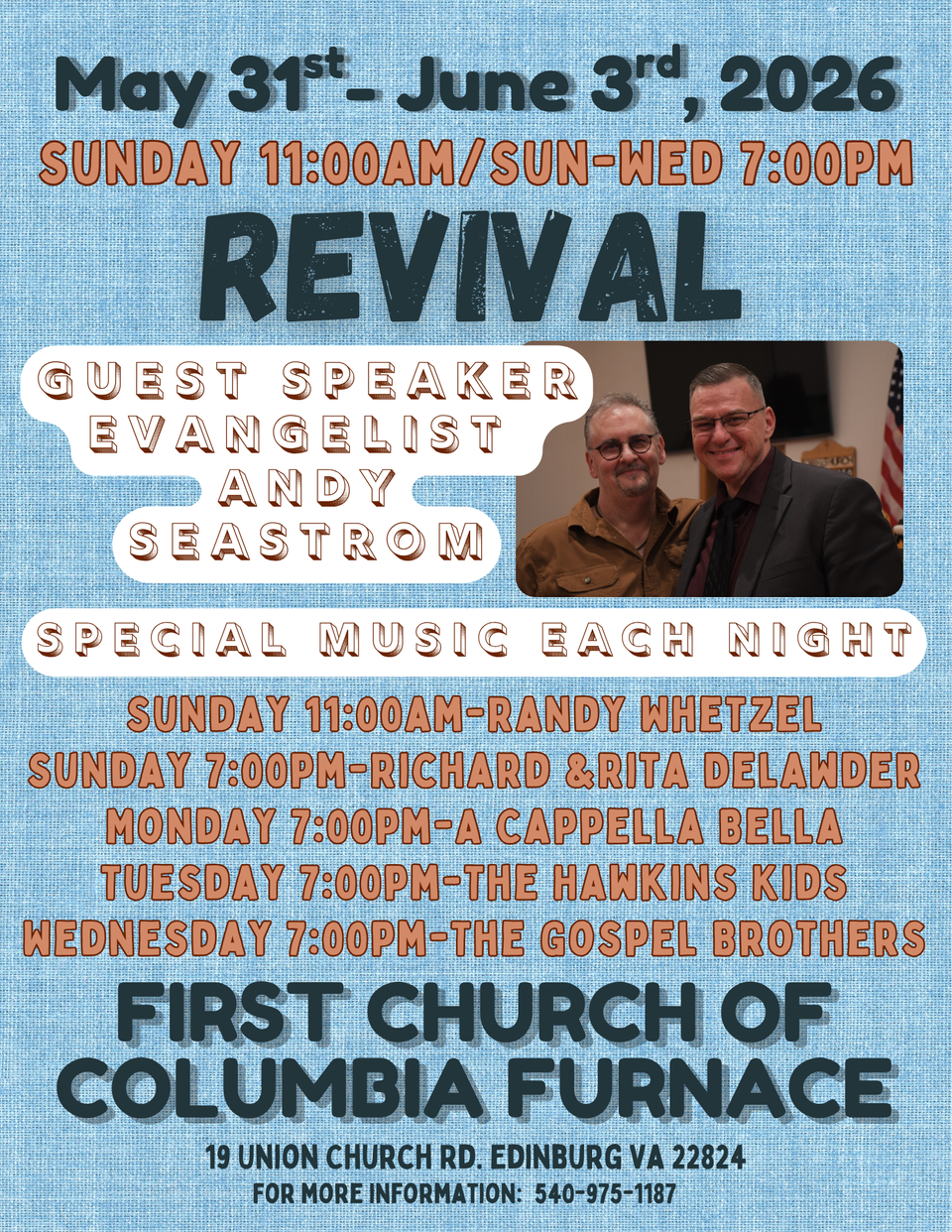Columbia furnace 2026 revival flyer 20260528 074753 0000