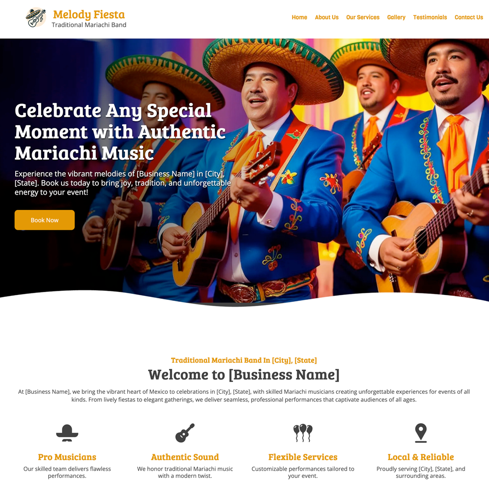 Mariachi band website edsign theme