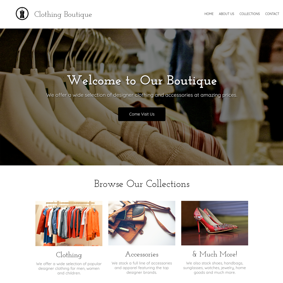 Clothing boutique website theme