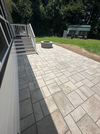 hardscaping pavers and fire pit, ers construction hardscaping services