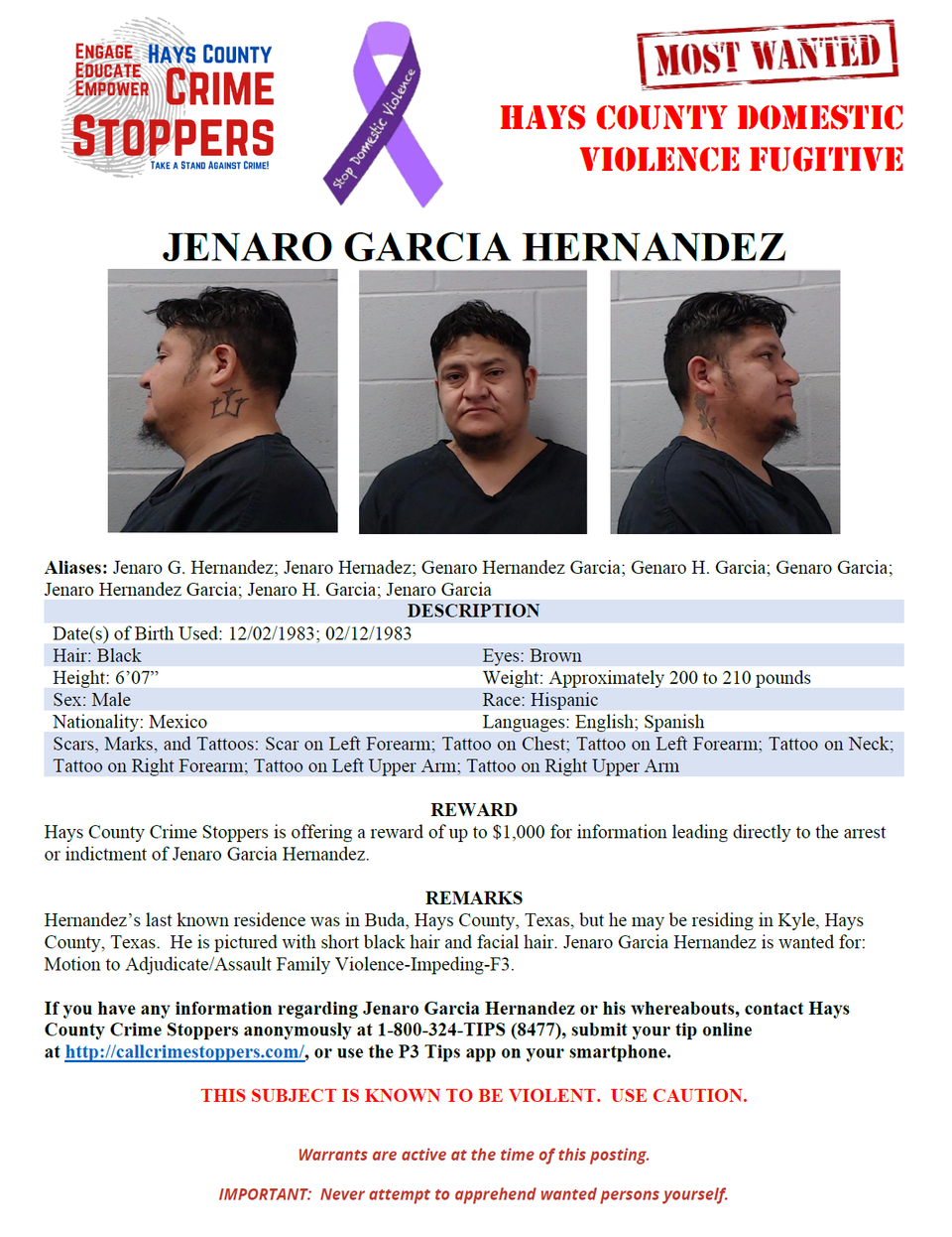Hernandez most wanted poster