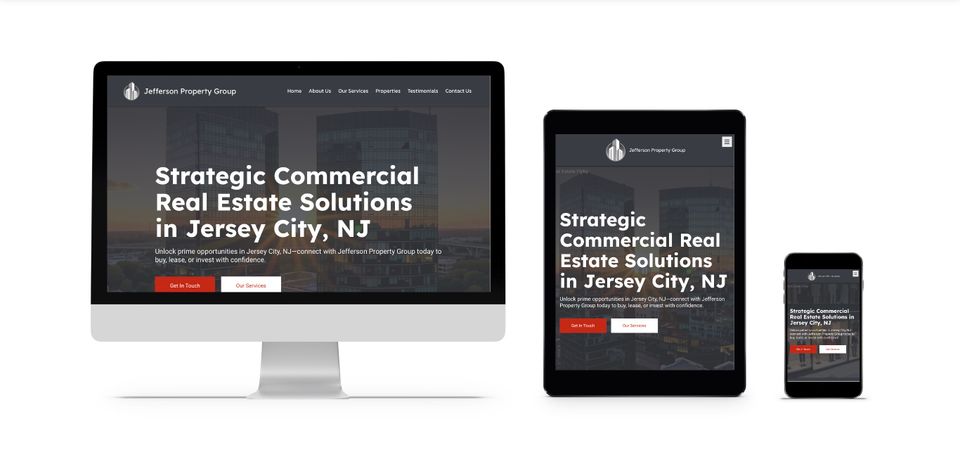Computer Tablet and cellphone showing realty group sample website design by NoticeEdge