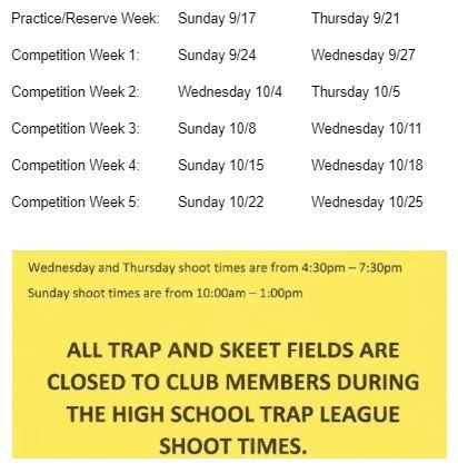 High school trap schedule