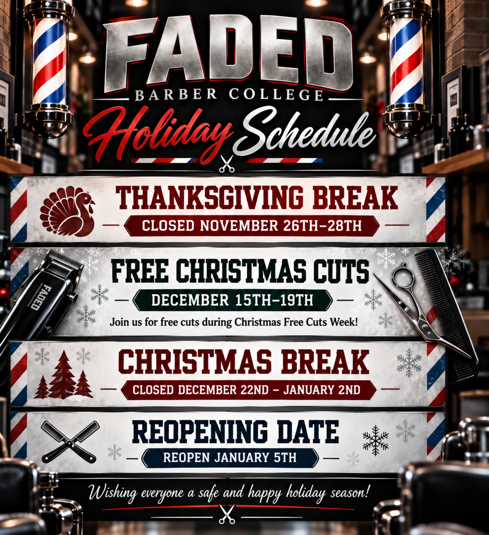 Faded holiday schedule 2026