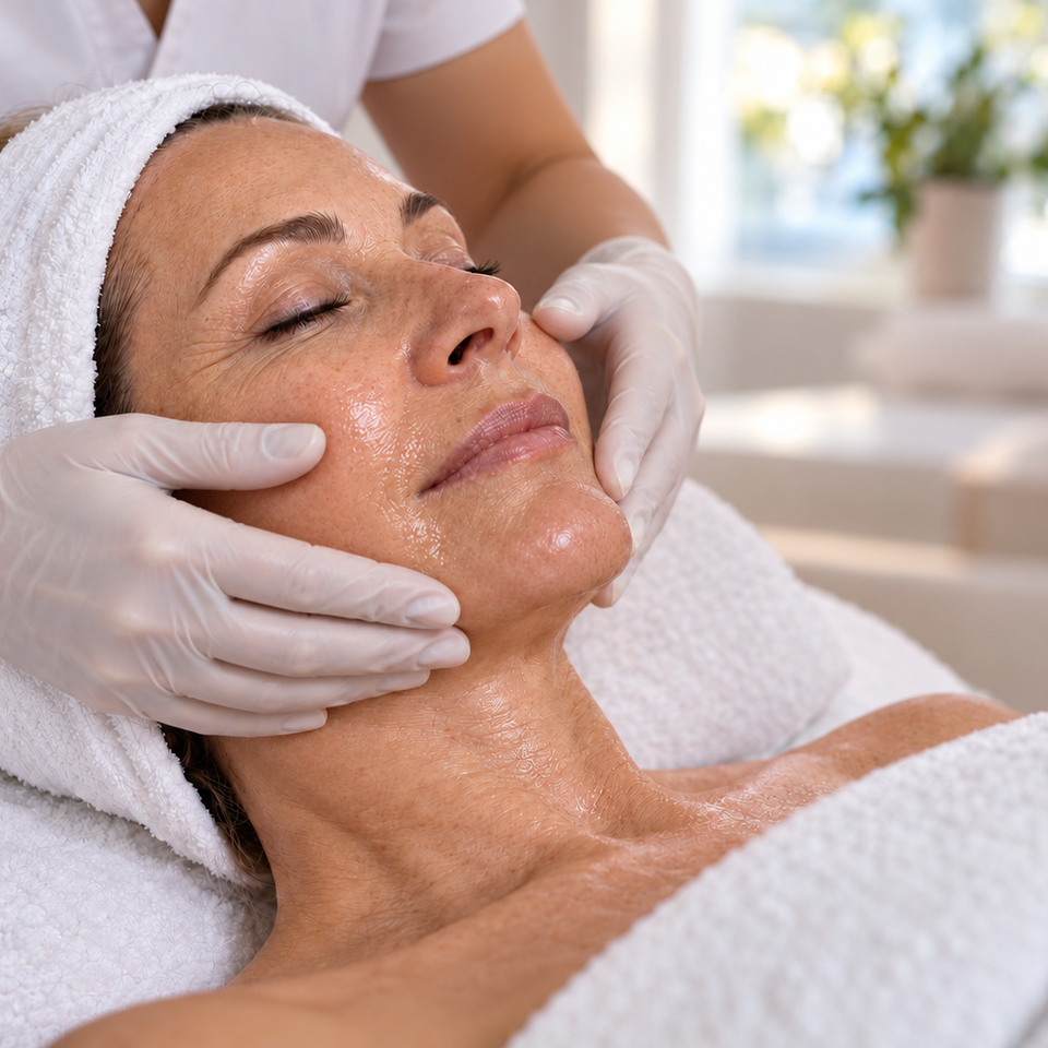 Gentle facial massage for mature skin at Veritas Skin Wellness in Folsom, CA.