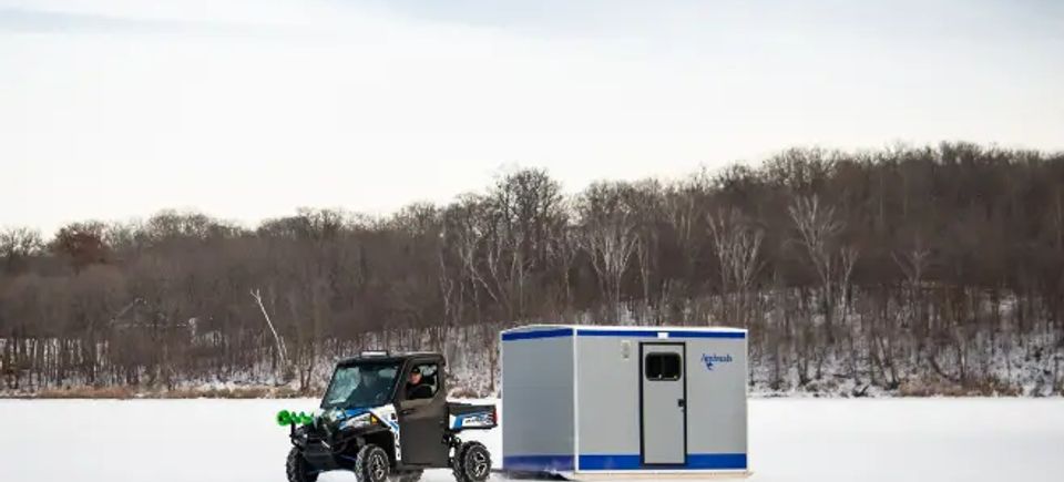 Transport a skid house with a utv