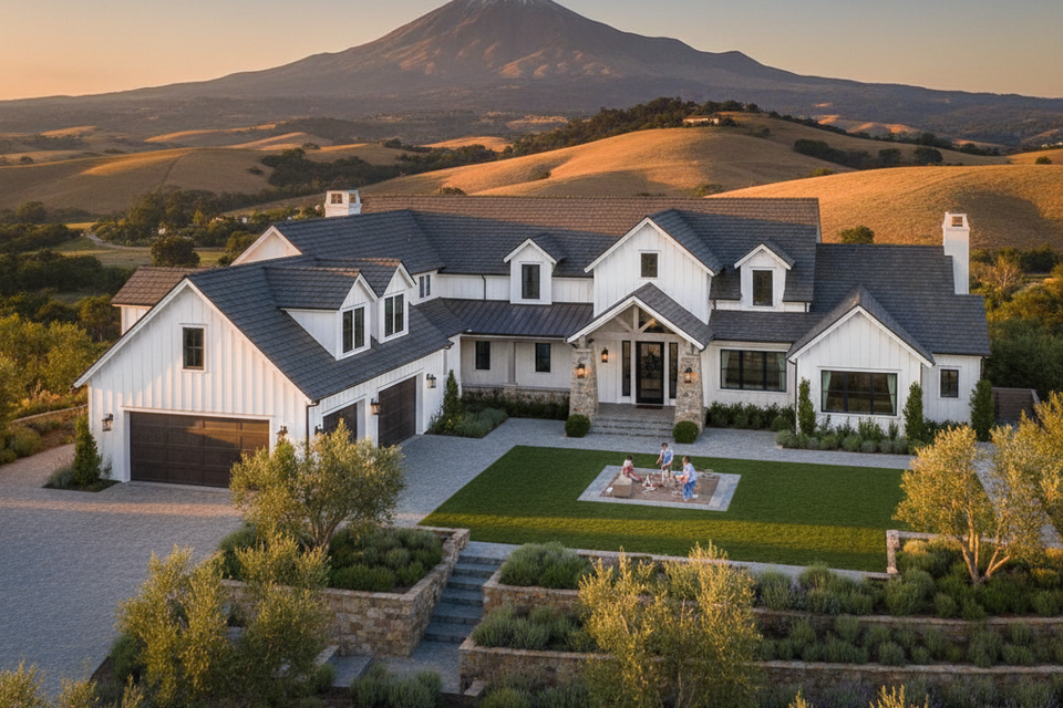 Luxury Danville CA estate with custom hardwood flooring and designer carpet installation by Concord Carpet And Hardwood with views of the San Ramon Valley.