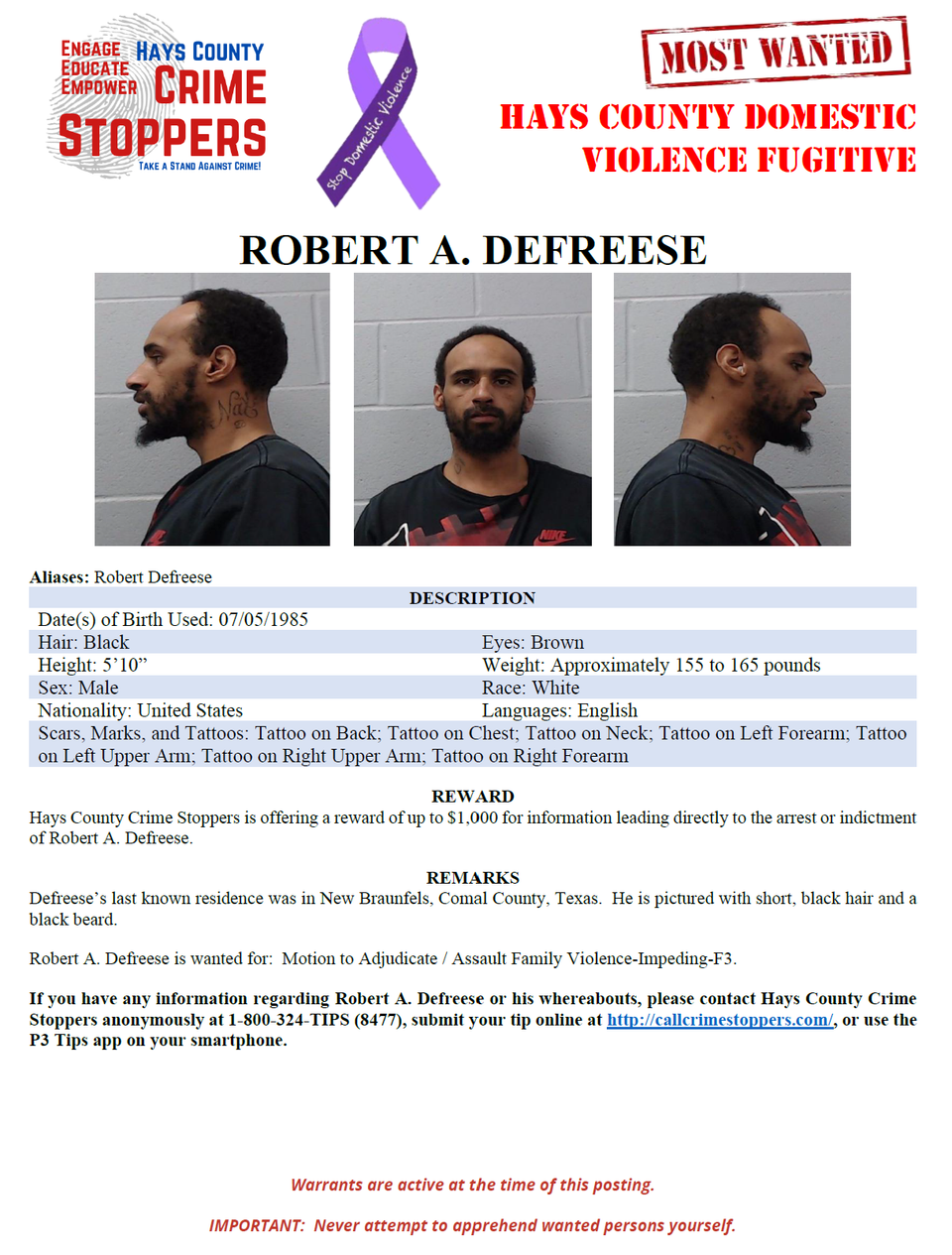 Defreese most wanted poster
