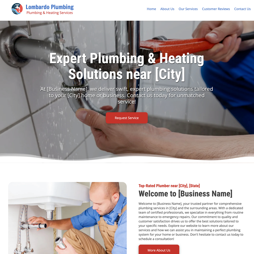 Plumber website design theme