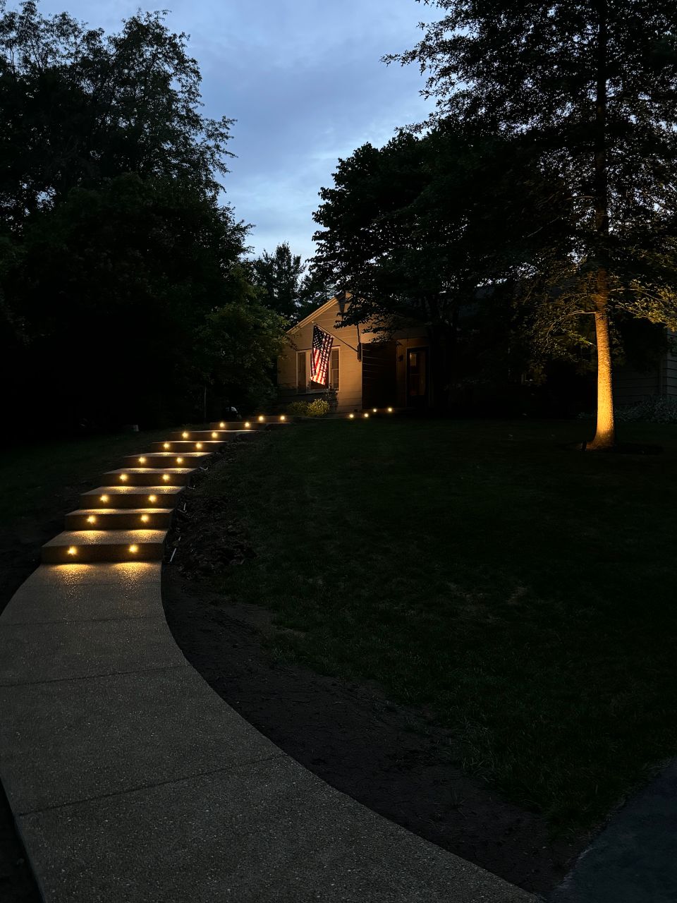 Concrete walkway at night