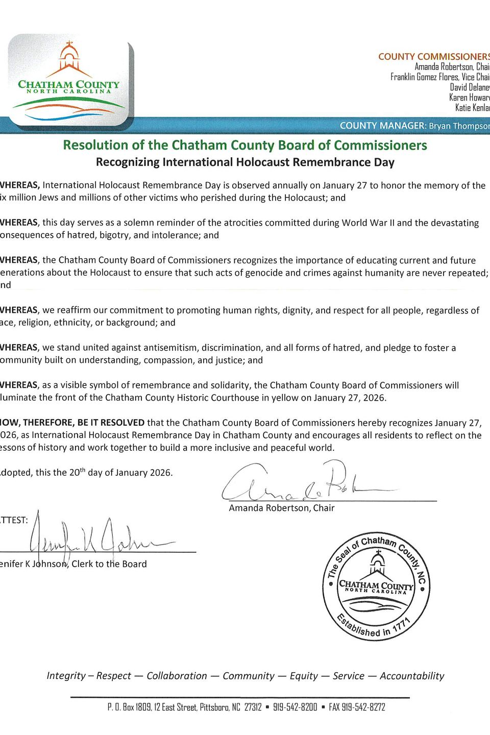 Chatham county resolution