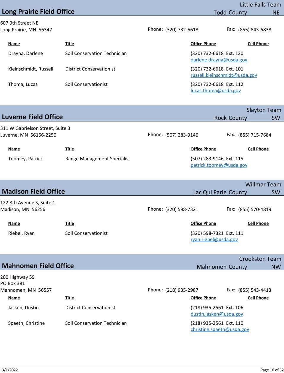 Mn directory by office 16