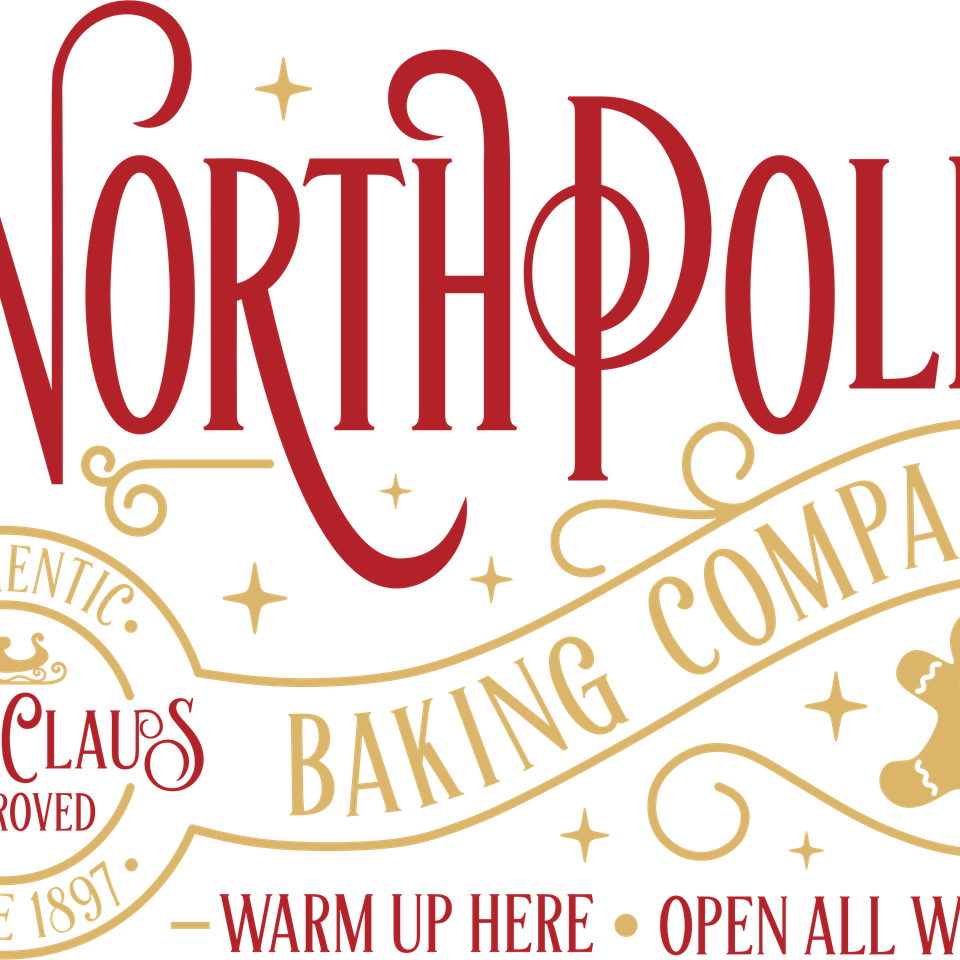 Seasons   christmas north pole baking company red and gold