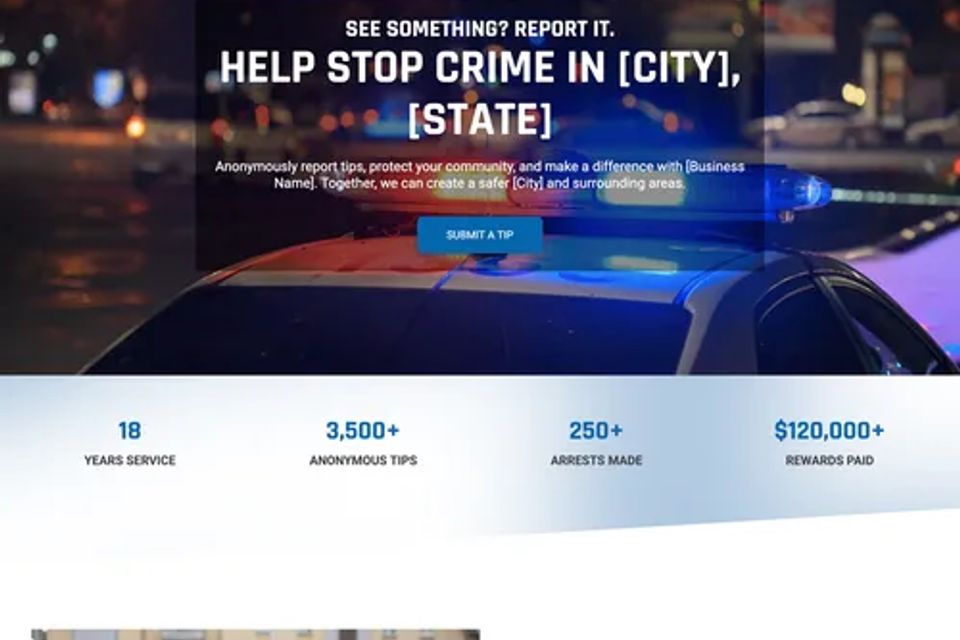 Crime stoppers website design template original
