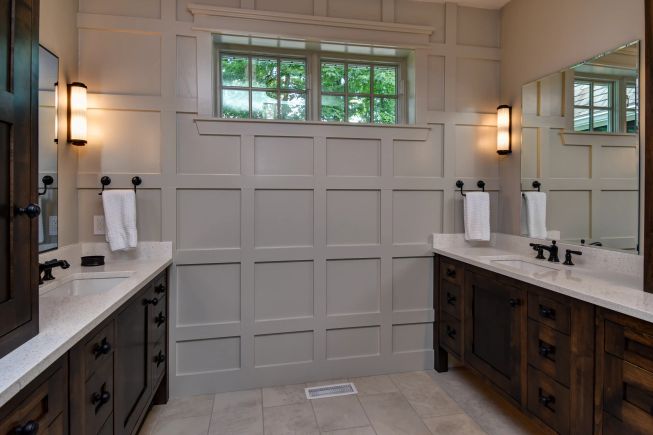 Morningway master bathroom coffered wall