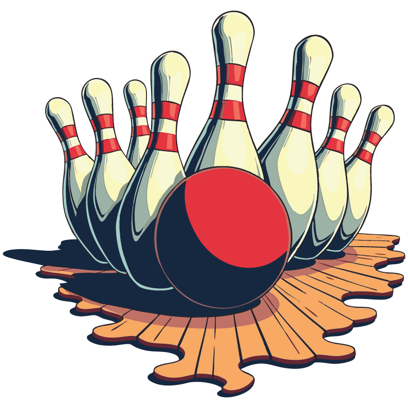 Bowling   pins and red ball 2