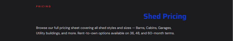 Portable sheds3 pricing