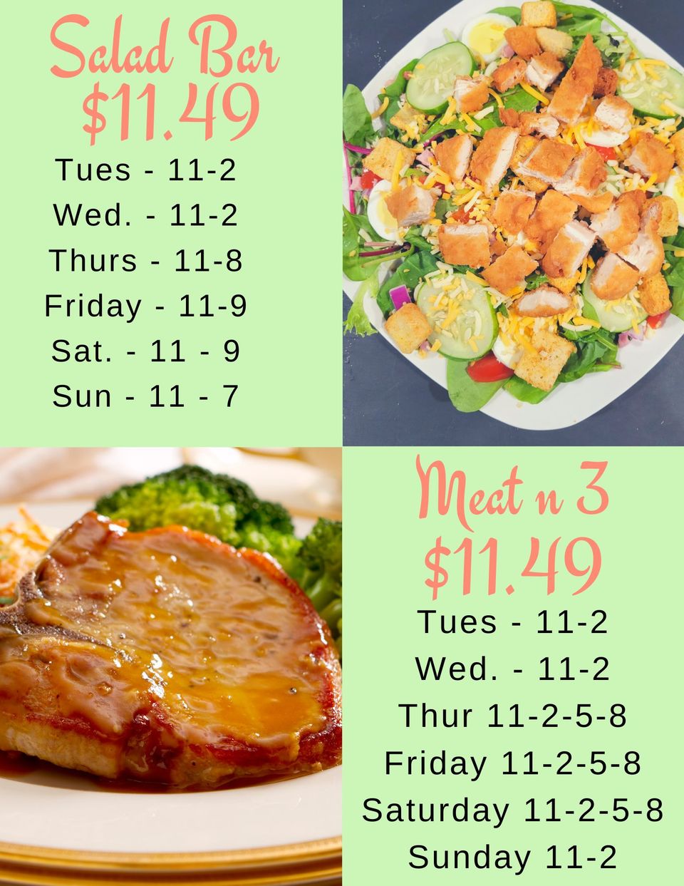 Light green grid lunch menu
