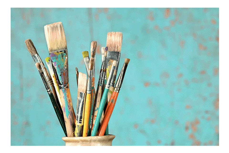 Jar of paint brushes