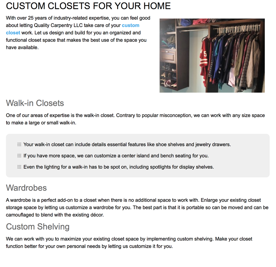 Qualitycarpenty custom closets