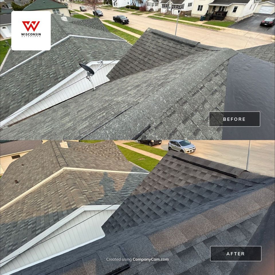 Roof replacment contractor kimbelry wi shingle moss build up gaf timberline hdz shingle installation