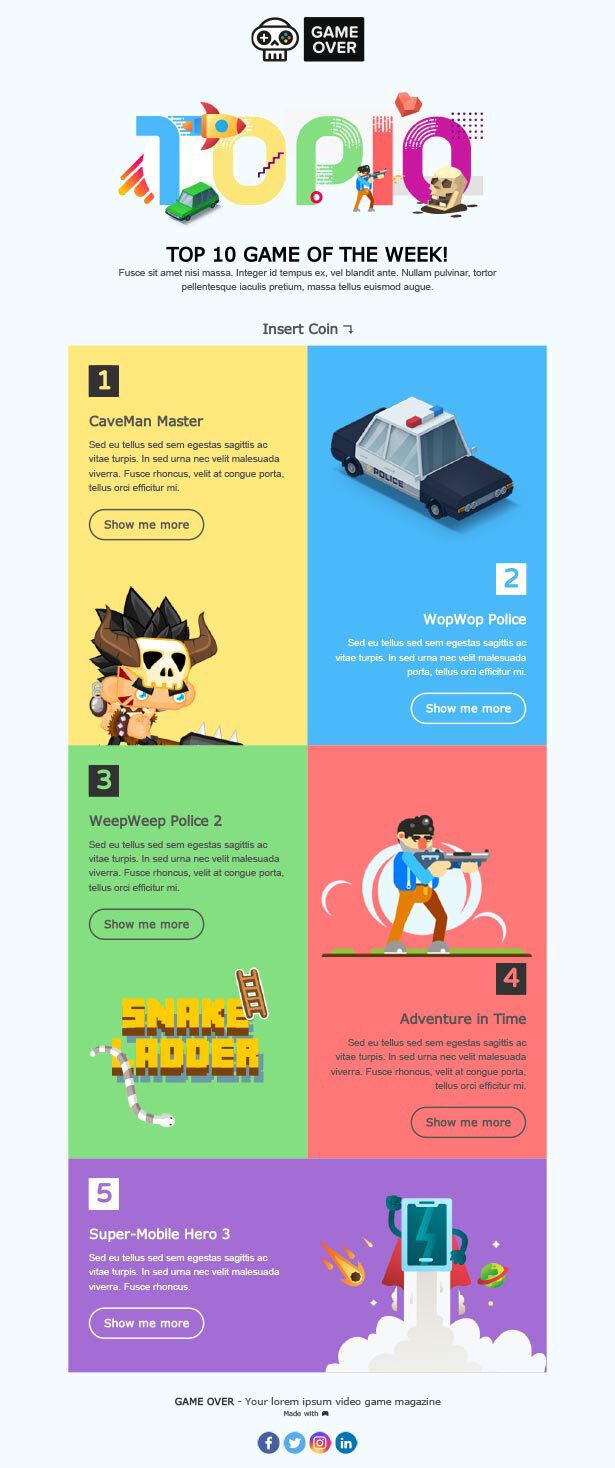 Email layouts template 5 example