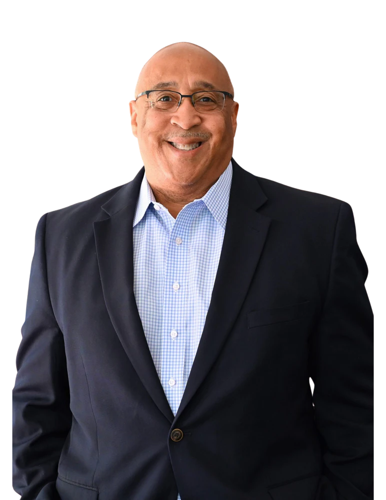 Kenneth Ken Fabre wearing a navy blazer and blue shirt