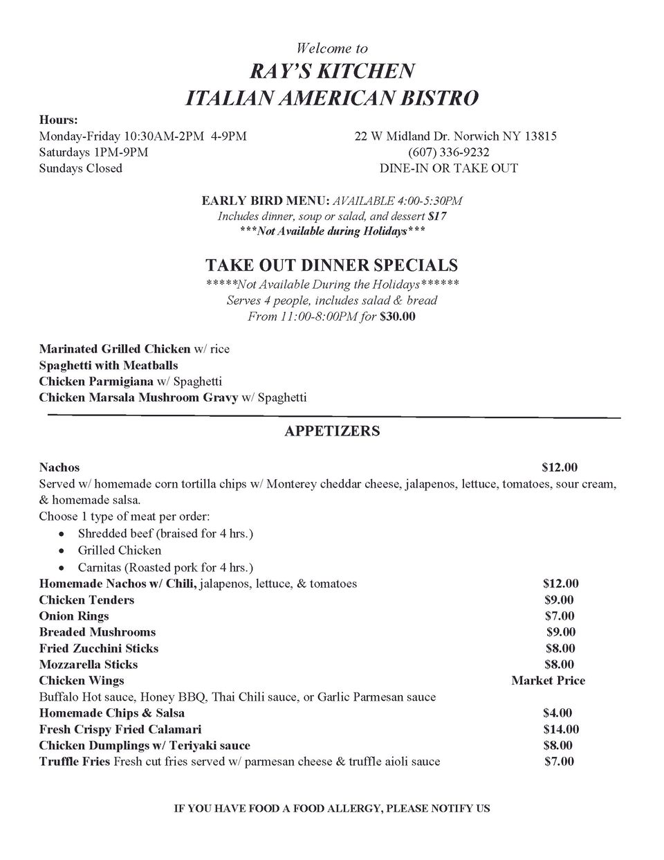 Lunch menu rays  page 1