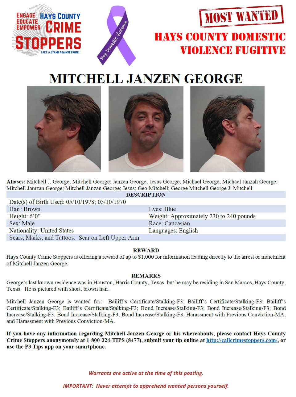 George most wanted poster 