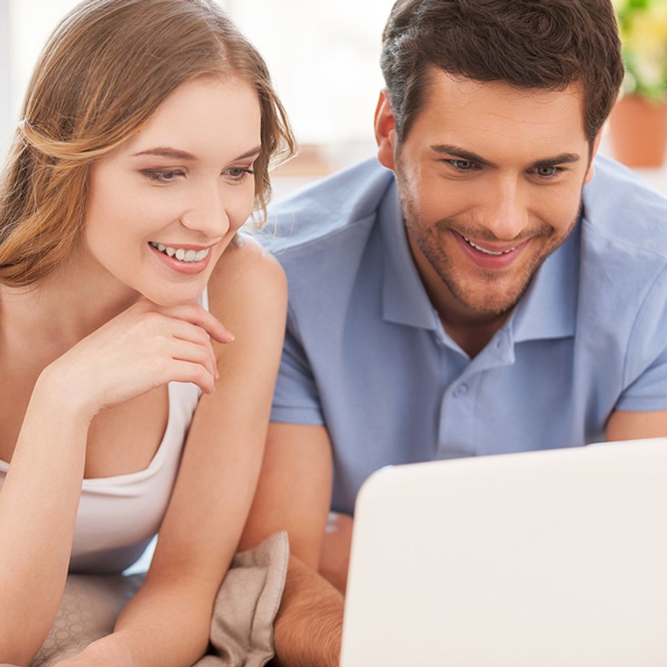 Couple entering to win a free trip sweepstakes 