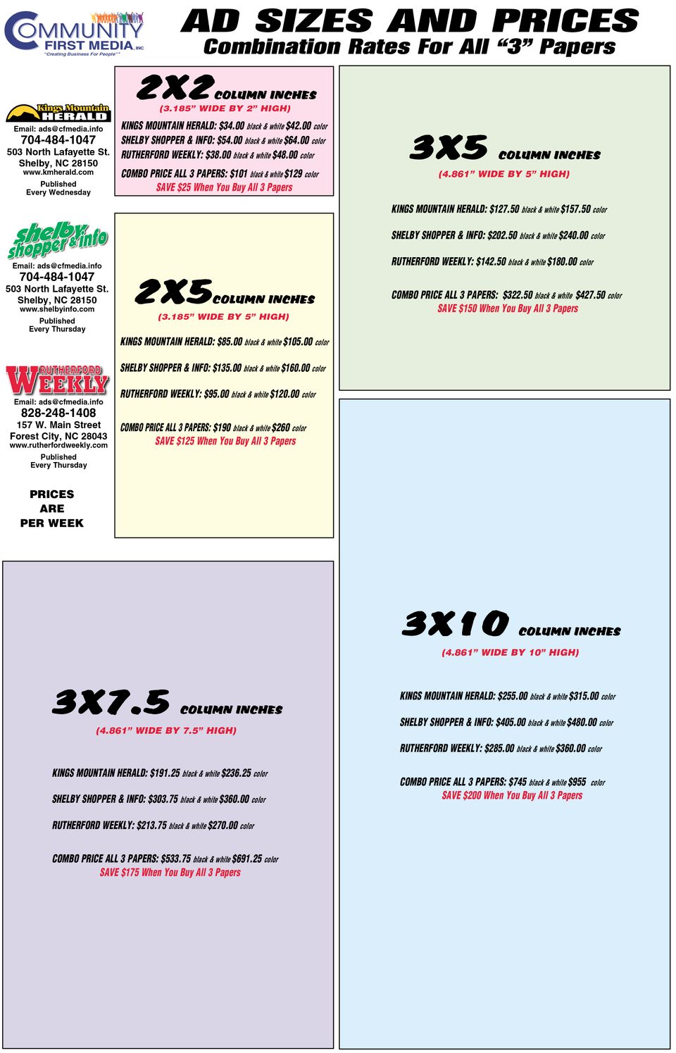 Combo adsizesandprices discountmarketingplans 2024