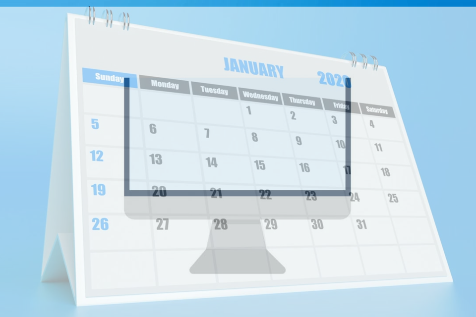 Digital calendar application and monitor overlay, representing seamless online appointment booking and custom web app development.