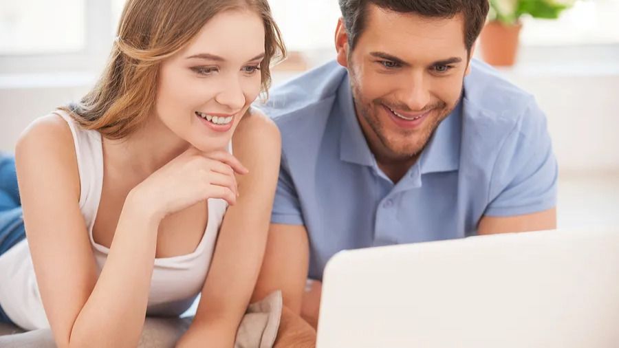Couple entering to win a free trip sweepstakes 