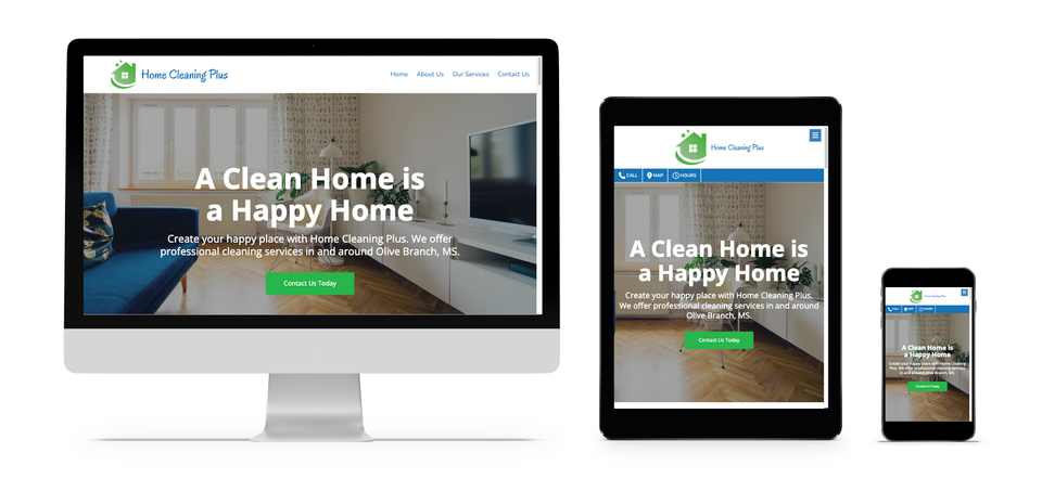 cleaning company website mockup