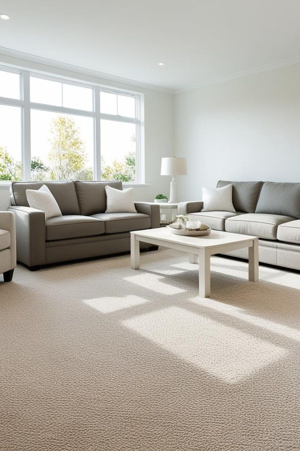 New plush carpet installation featuring a seamless finish in a residential bedroom by Concord Carpet And Hardwood.