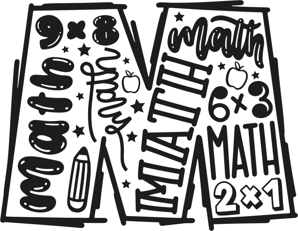 School   math letter m black