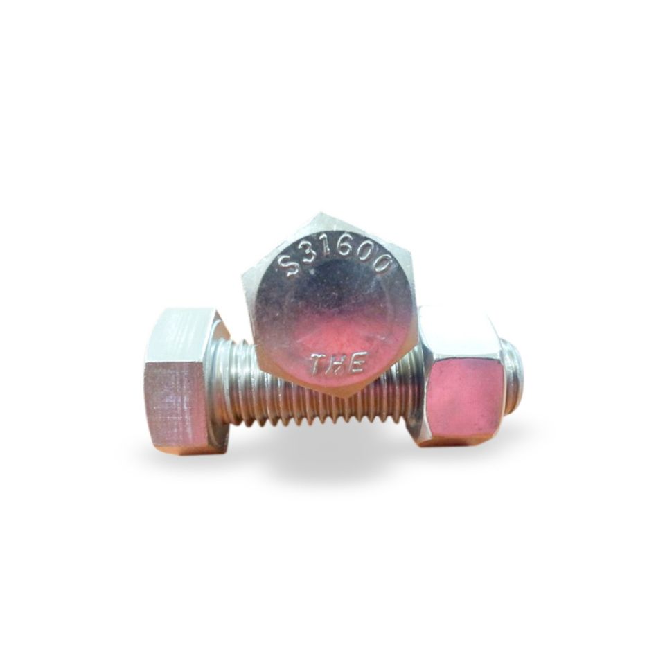 Hexagonal bolt stainless steel 316 unc full thread half thread