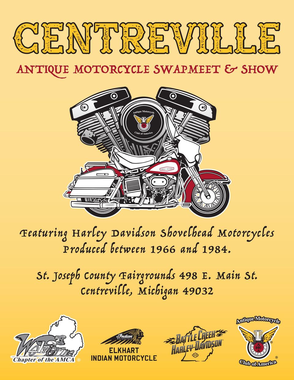 Proof amca shovelhead harley centreville flyer 2026 fixed