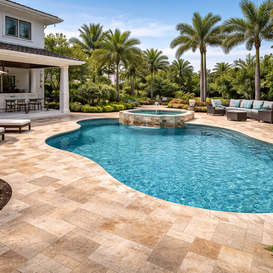 Travertine pavers installation GOGREEN Outdoor Pros