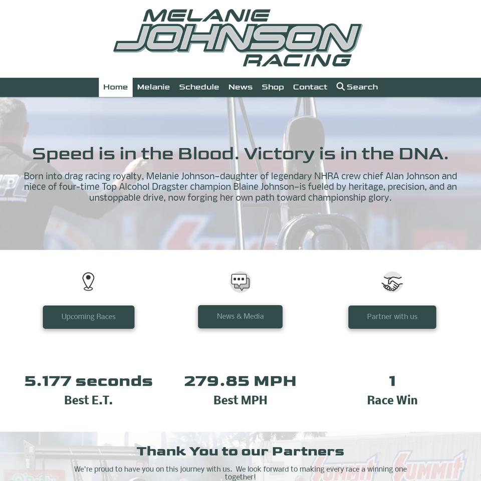 Melanie johnson racing female dragster race car driver in top alcohol division