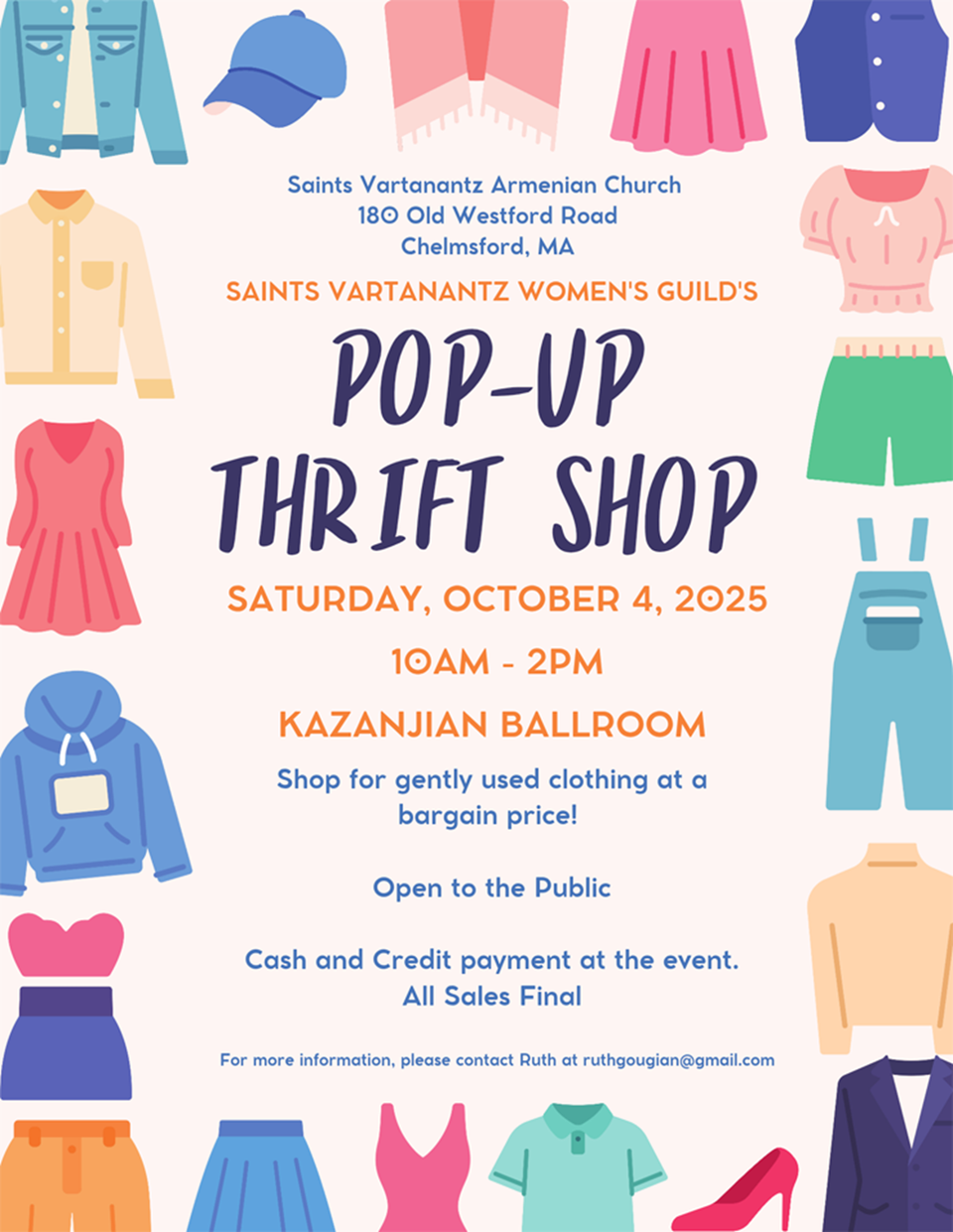 Pop up thrift shop at saints vartanantz