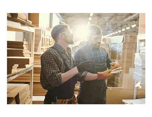 Two men in wood shop