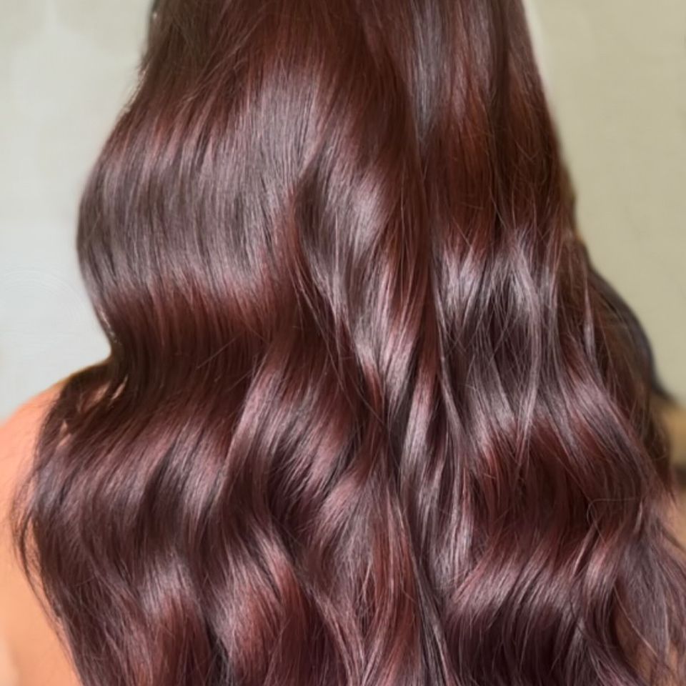 Auburn color hair retouched