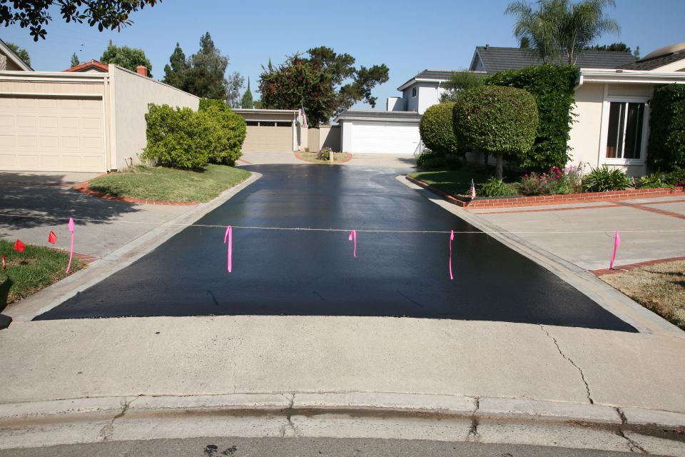 A newly paved driveway