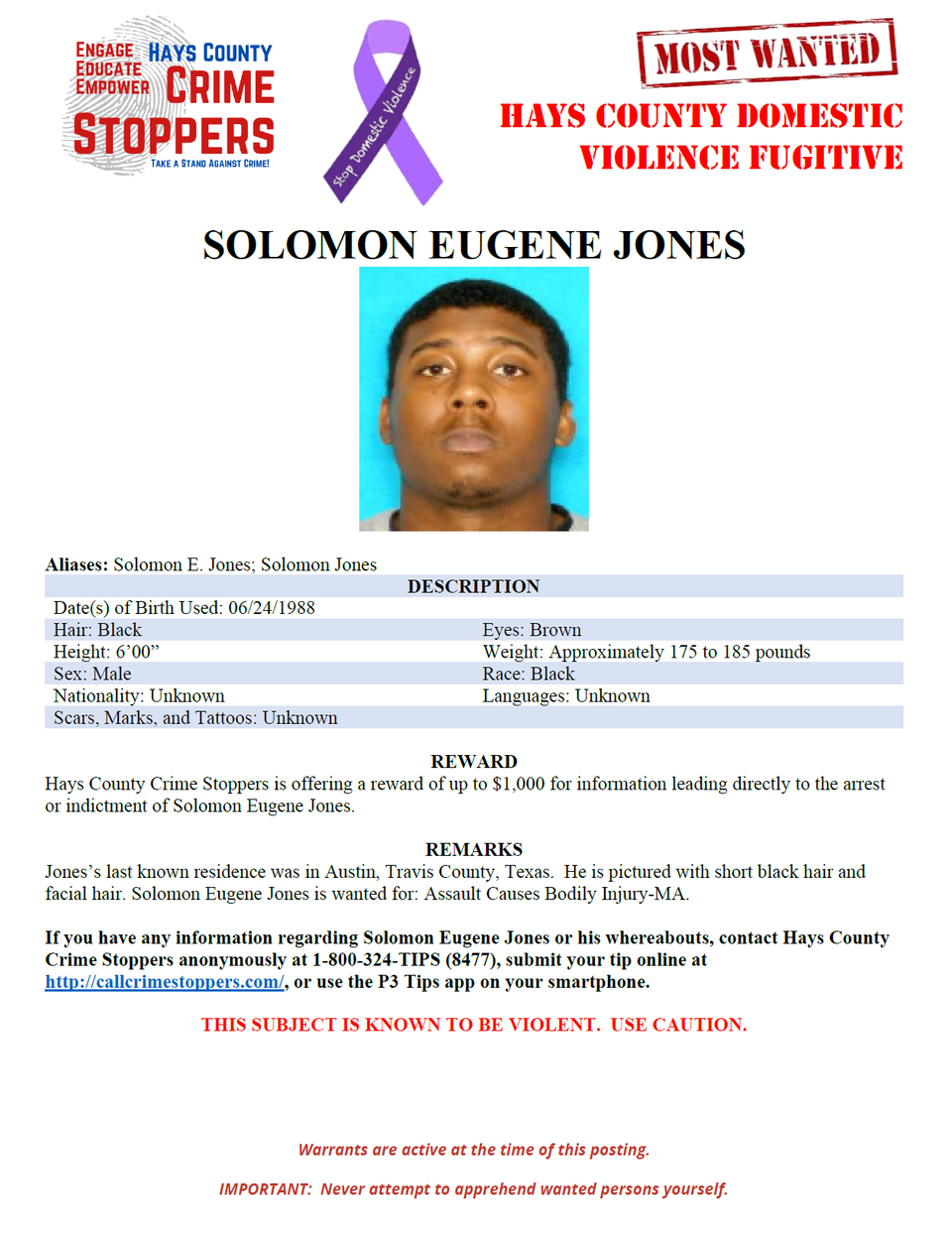 Jones most wanted poster