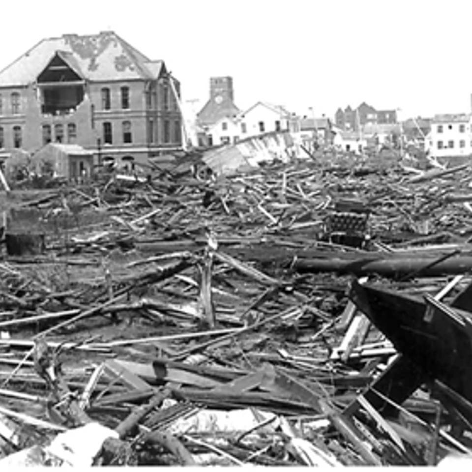 Hurricane destruction in galveston, sep 1900.