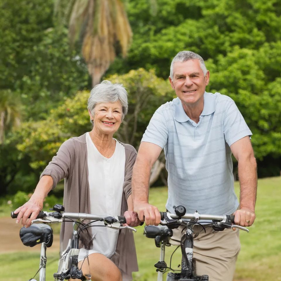 Retired couple biking amenities