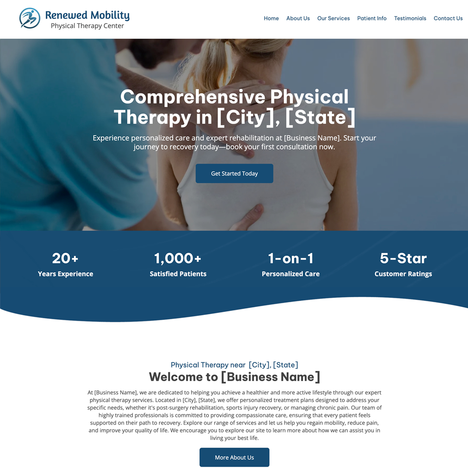 Physical therapy website design theme